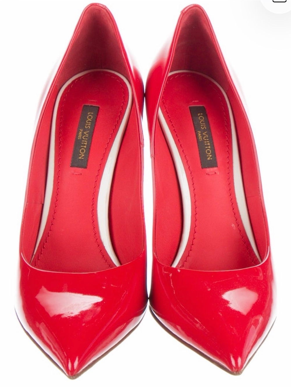 Louis Vuitton Red Patent Pointed-Toe Pumps